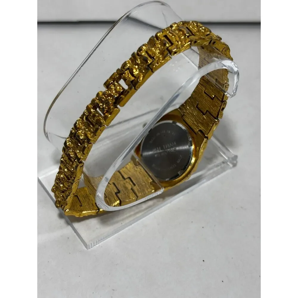Vintage Waltham gold nugget type quartz women's watch, running